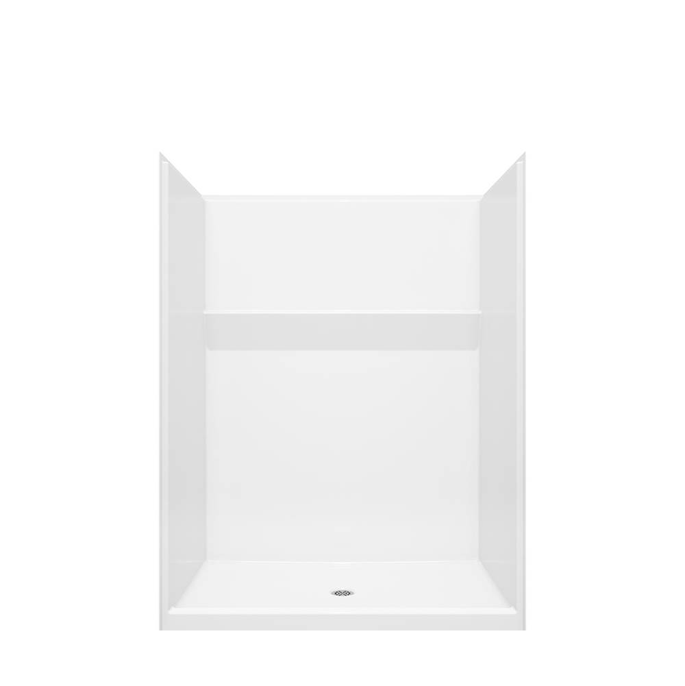 Aquatic 15836FHA 58 x 36 AcrylX Alcove Center Drain One-Piece Shower in Biscuit