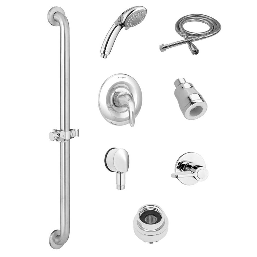 American Standard Commercial Shower System Trim Kit 1.5 gpm/5.7 Lpm with 36-Inch Slide-Grab Bar, Hand Shower and Showerhead
