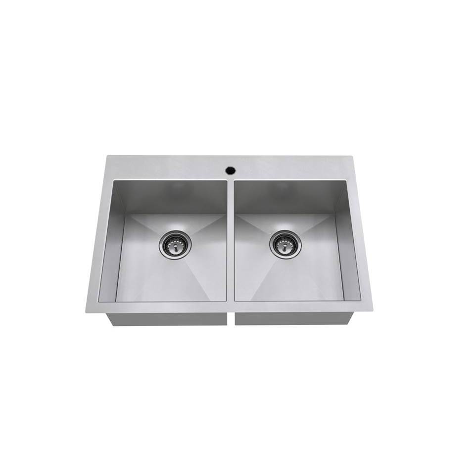 American Standard Edgewater 33 x 22-Inch Stainless Steel 1-Hole Dual Mount Double Bowl Kitchen Sink
