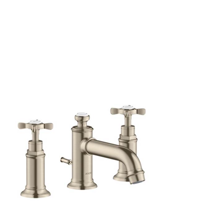 Axor Montreux Widespread Faucet 30 with Cross Handles and Pop-Up Drain, 1.2 GPM in Brushed Nickel