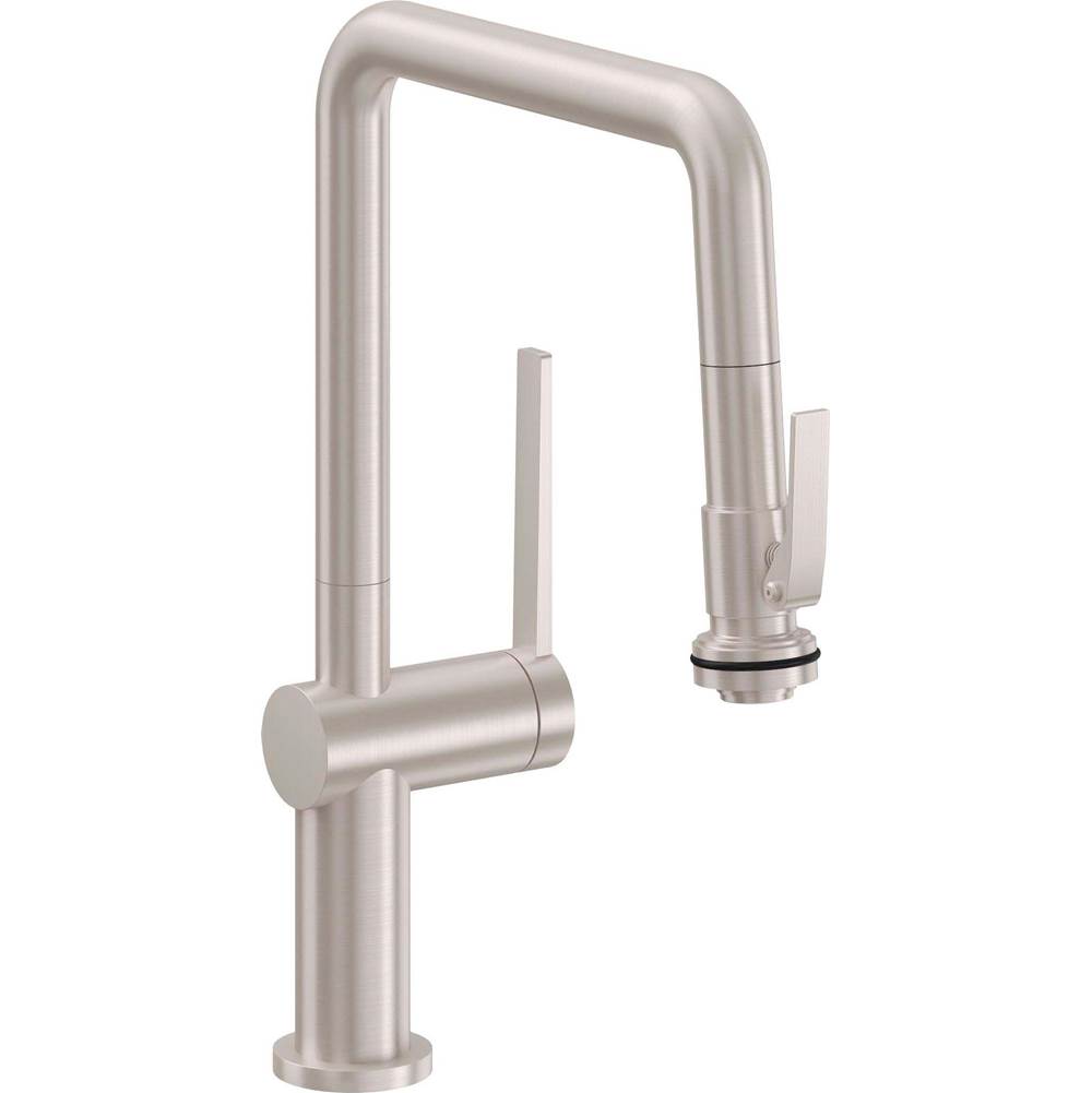 California Faucets Pull-Down Kitchen Faucet with Squeeze or Button Sprayer - Quad Spout