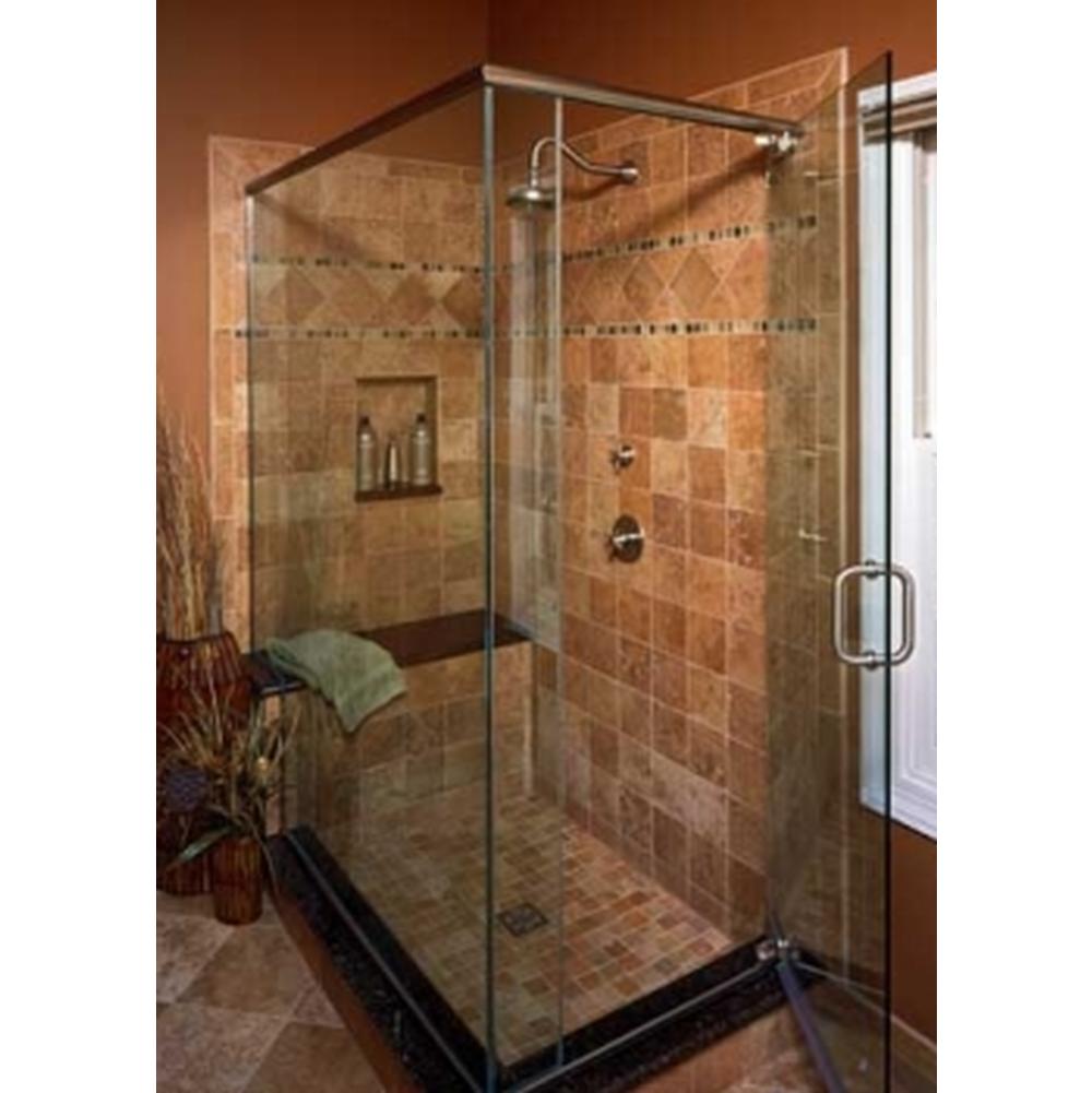 Century Bathworks GP-1631 Corner Enclosure Satin Chrome, 1/2'' Clear Glass 6'' C-Pull Handle