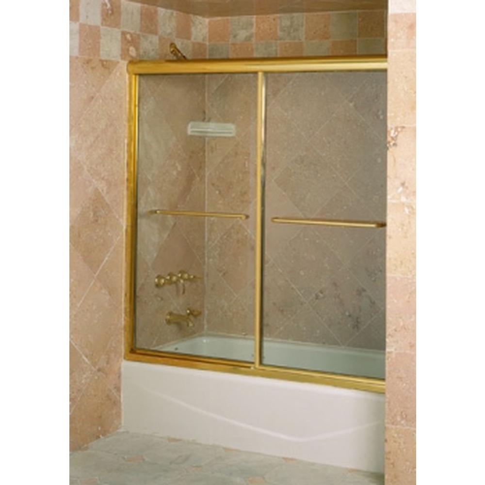 Century Bathworks L-158E EuroTub Enclosure Gold Anodized Aluminum, Round Header, Clear Glass, Modern T