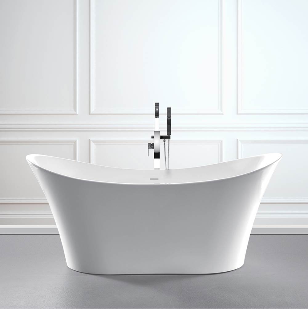 DM Bath MONTREAL 67'' Acrylic Bathtub, Satin White , Build in Matching drain