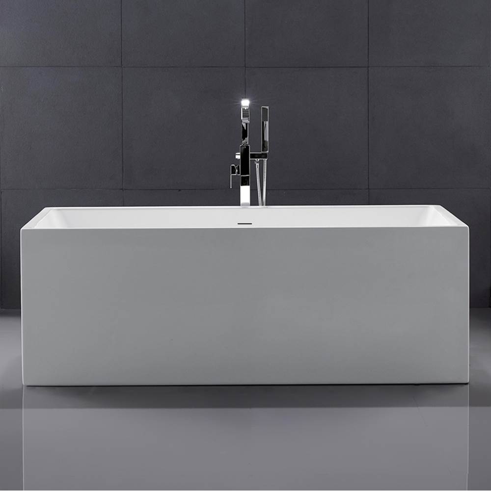 DM Bath TORONTO 59'' Acrylic Bathtub, Satin White , Build in Matching drain