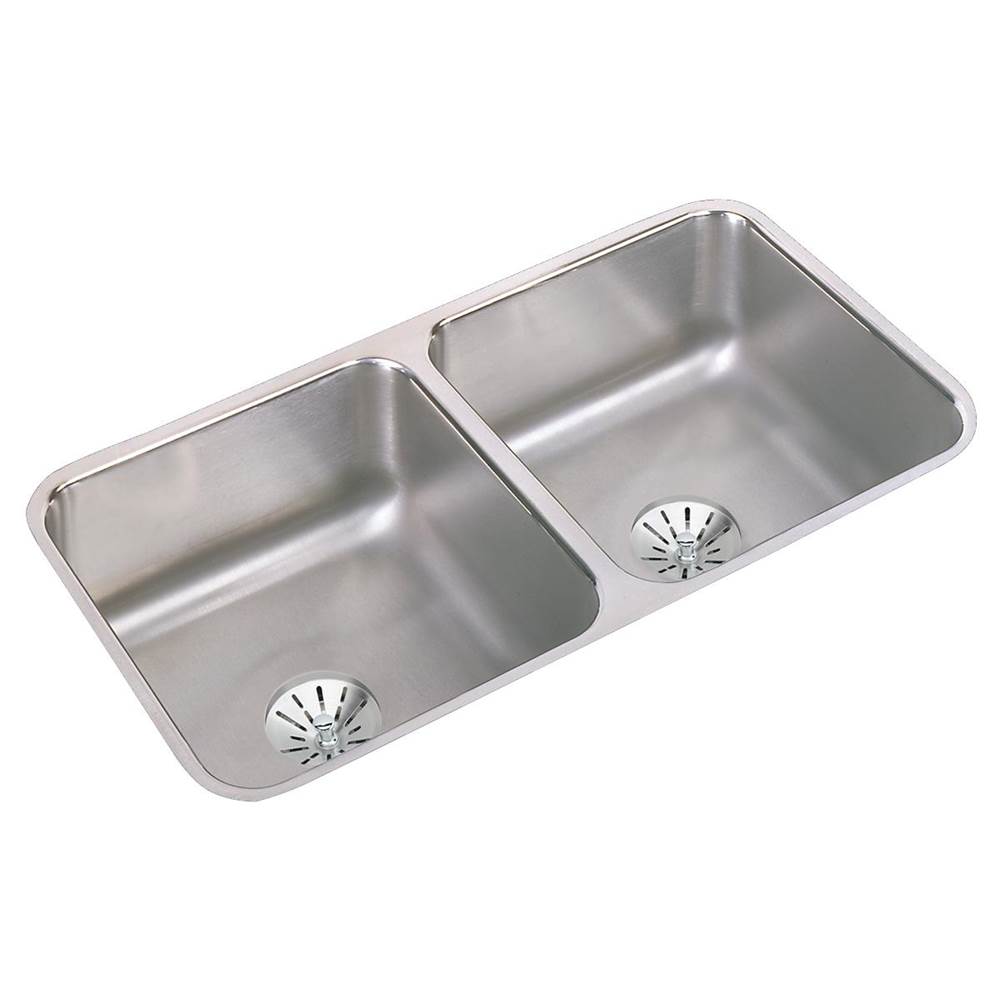 Elkay Lustertone Classic Stainless Steel 31-3/4'' x 16-1/2'' x 7-1/2'', Double Bowl Undermount Sink w/Perfect Drain
