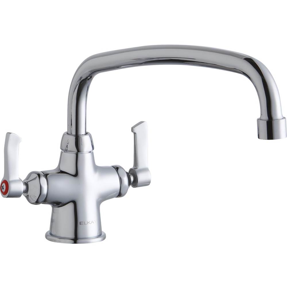 Elkay Single Hole with Concealed Deck Faucet with 12'' Arc Tube Spout 2'' Lever Handles Chrome