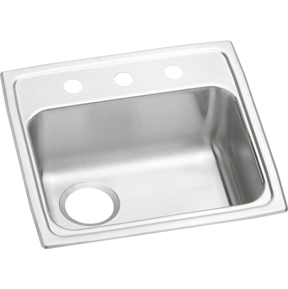 Elkay Lustertone Classic Stainless Steel 19'' x 18'' x 6-1/2'', 0-Hole Single Bowl Drop-in ADA Sink with Left Drain