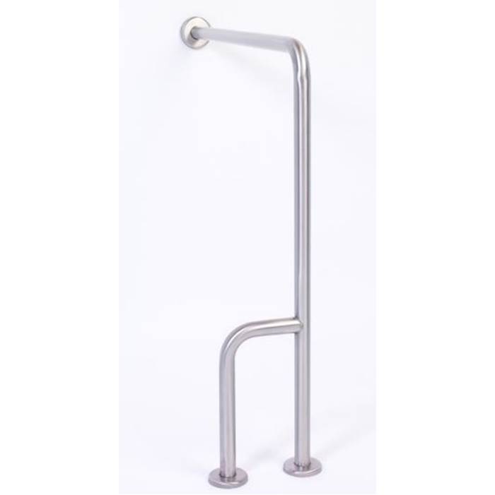 Elcoma 1.25'' Diameter Wall To Floor Safety Grab Bars - Stainless Steel
