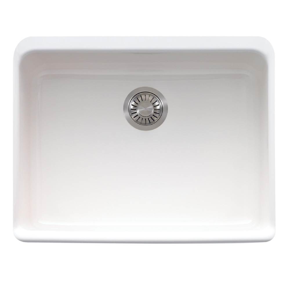 Franke Manor House 23.62-in. x 19.88-in. White Apron Front Single Bowl Fireclay Kitchen Sink - MHK110-24WH
