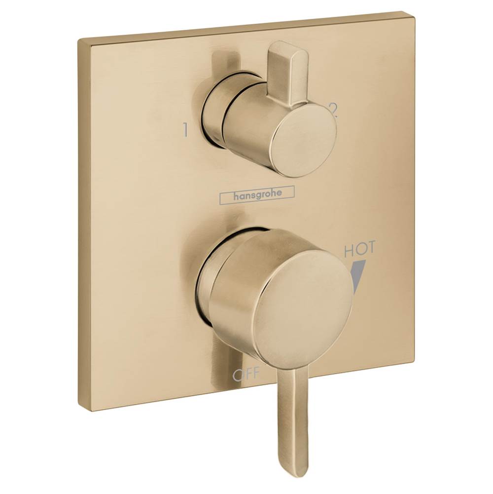Hansgrohe EcoStat Pressure Balance Trim Square with Diverter in Brushed Bronze