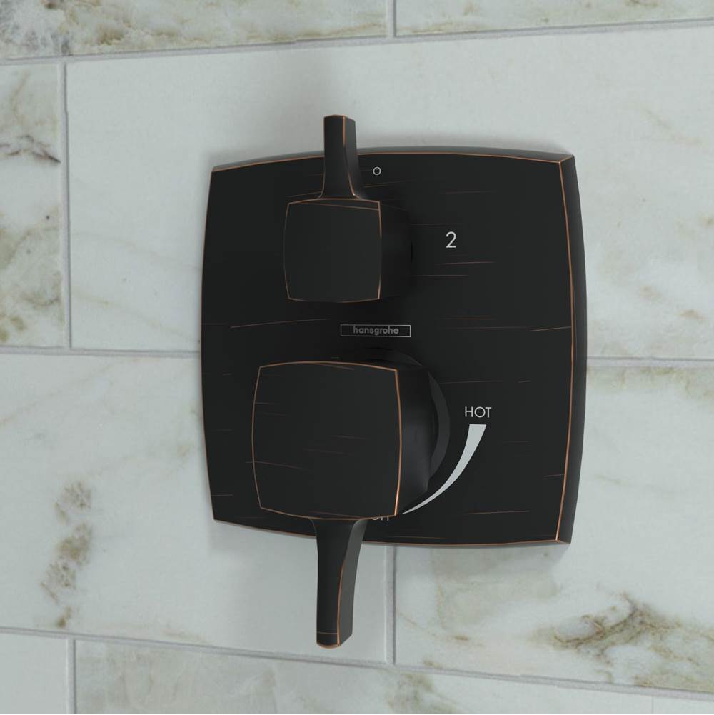 Hansgrohe Ecostat Classic Pressure Balance Trim Classic Square with Diverter in Rubbed Bronze