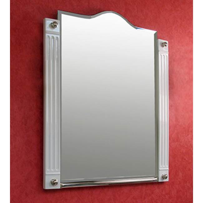 Herbeau ''Monarque'' Mirror in White with Antique Lacquered Brass Trim