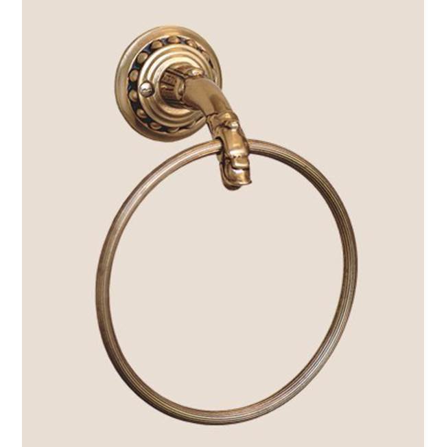 Herbeau ''Pompadour'' 6'' Towel Ring in French Weathered Brass