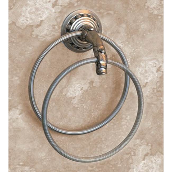Herbeau ''Pompadour'' Double Towel Ring in French Weathered Brass
