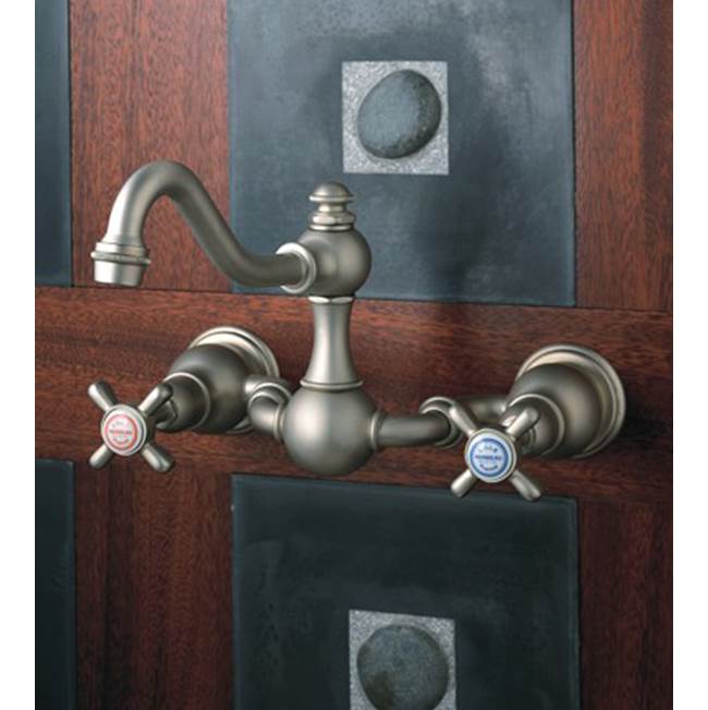 Herbeau ''Royale'' Wall Mounted 2-Hole Set without Waste in Satin Nickel