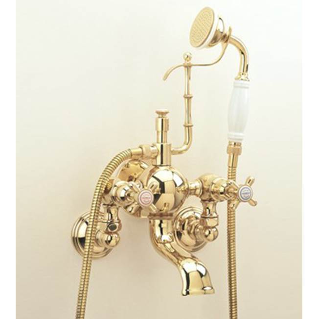 Herbeau ''Royale'' Exposed Tub and Shower Mixer Wall Mounted in Antique Lacquered Copper