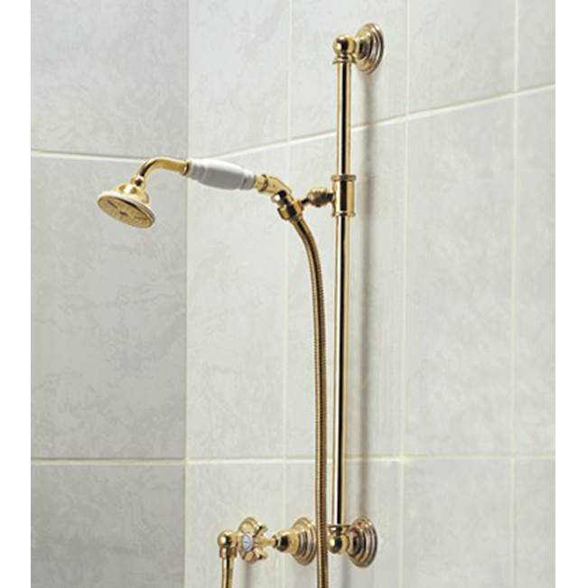 Herbeau ''Royale'' Slide Bar with Personal Hand Shower and Wall Elbow in Polished Brass