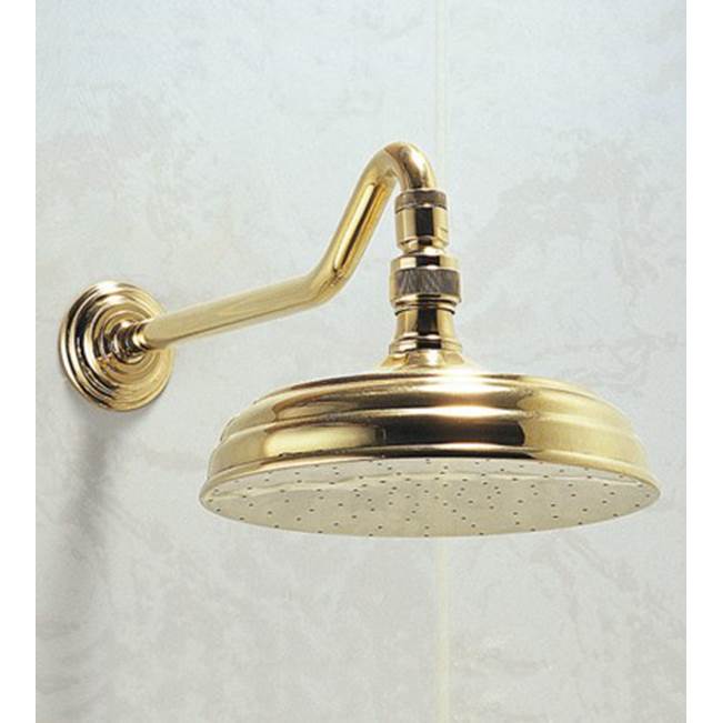 Herbeau ''Royale'' Adjustable Showerhead, Arm and Flange in Polished Brass