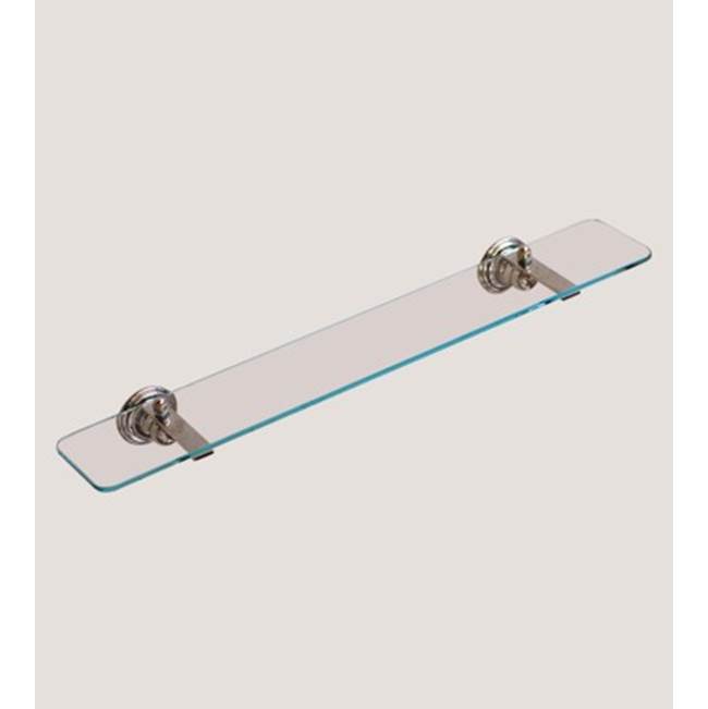 Herbeau ''Royale'' Glass Shelf with Metal Brackets in Antique Lacquered Brass