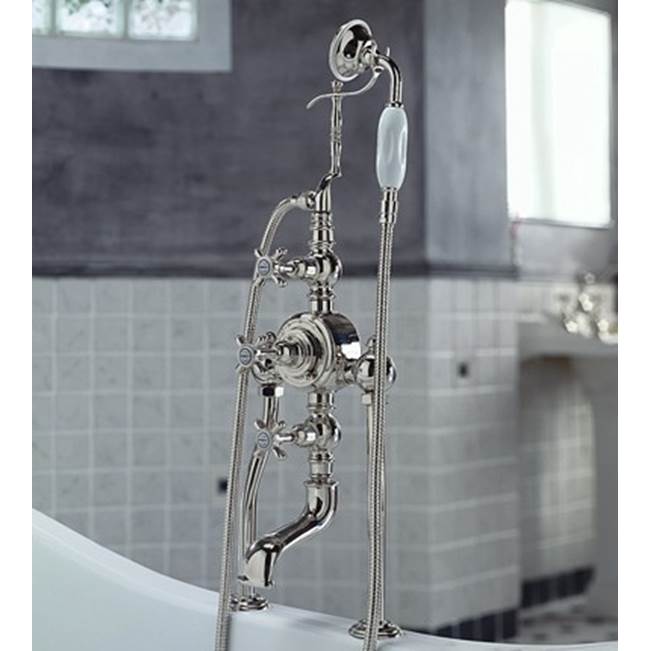 Herbeau ''Royale'' Exposed Tub and Shower Thermostatic Mixer Deck Mounted in Brushed Nickel