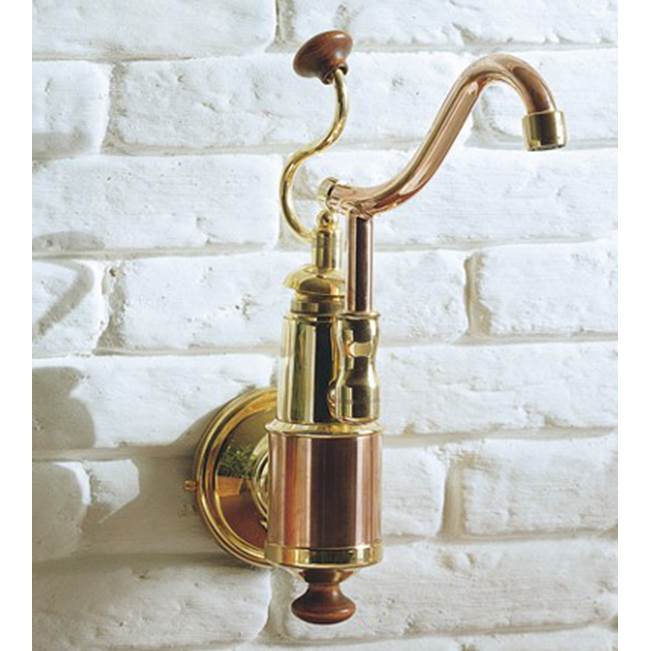 Herbeau ''De Dion'' Wall Mounted Single Lever Mixer with Ceramic Disc Cartridge in White Handle, Antique Lacquered Copper