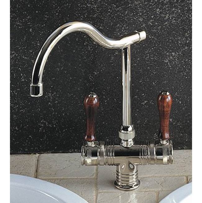 Herbeau ''Valence'' Single-Hole Mixer in Wooden Handles, Lacquered Polished Black Nickel