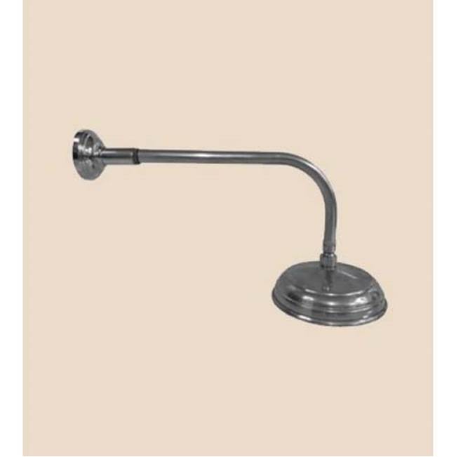 Herbeau ''Lille'' Wall Mounted Showerhead Arm and Flange in French Weath. Brass