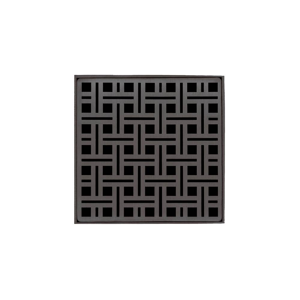 Infinity Drain 5'' x 5'' VD 5 High Flow Complete Kit with Weave Pattern Decorative Plate in Oil Rubbed Bronze with PVC Drain Body, 3'' Outlet