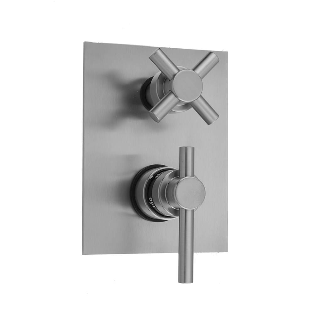 Jaclo Rectangle Plate with Contempo Peg Thermostatic Valve with Contempo Cross Built-in 2-Way Or 3-Way Diverter/Volume Controls (J-TH34-686 / J-TH34-687 / J-TH34-688 / J-TH34-689)
