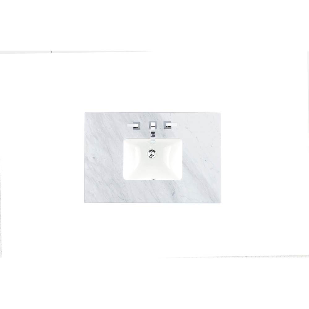 James Martin Vanities 36'' Single 3 CM Top, Carrara White w/ Sink