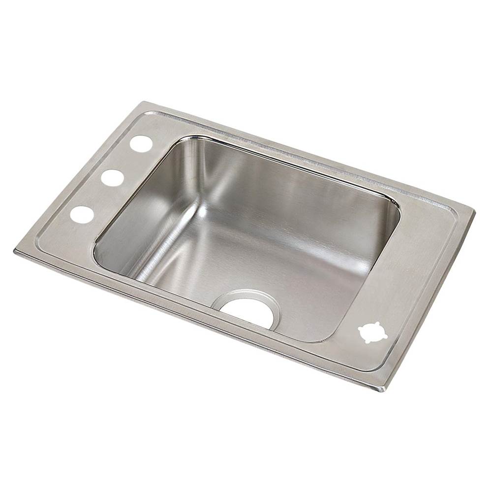 Just Manufacturing Stainless Steel 25'' x 17'' x 4-1/2'' FR3-Hole Single Bowl Drop-in Classroom ADA Sink w/L and R Faucet Decks