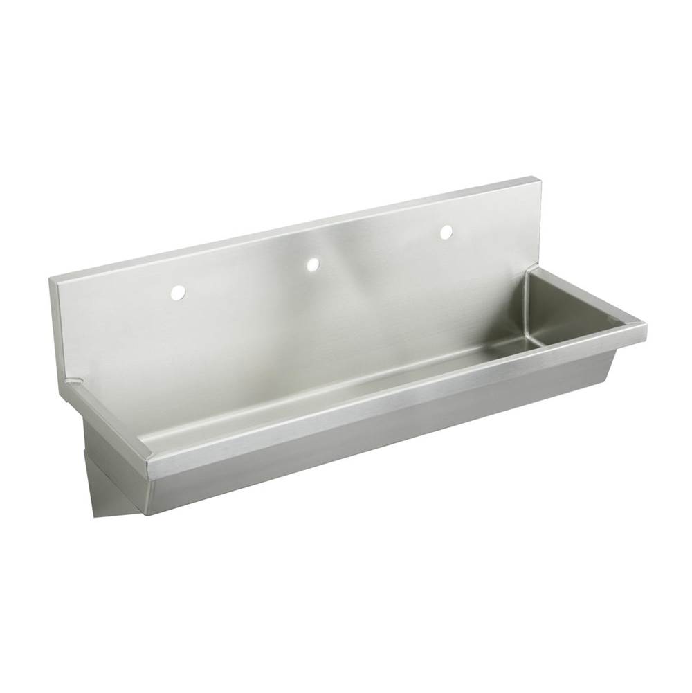 Just Manufacturing Stainless Steel 60'' x 20'' x 8'' Wall Hung Multiple Station 3-Hole Hand Wash Sink