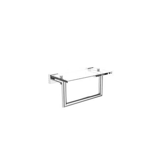 Kartners MADRID - 10-inch Glass Shelf  with Towel Rail-Polished Brass