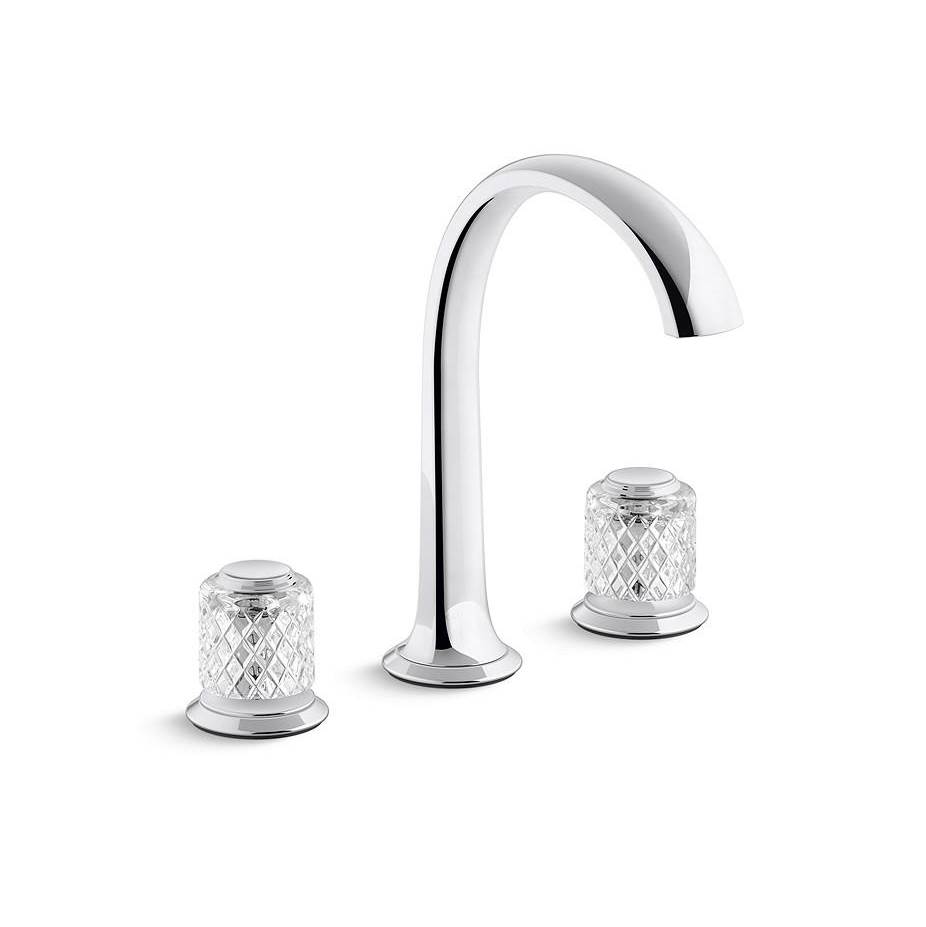 Kallista Script® Decorative Sink Faucet, Arch Spout, Saint-Louis Clear Crystal Knob Handles