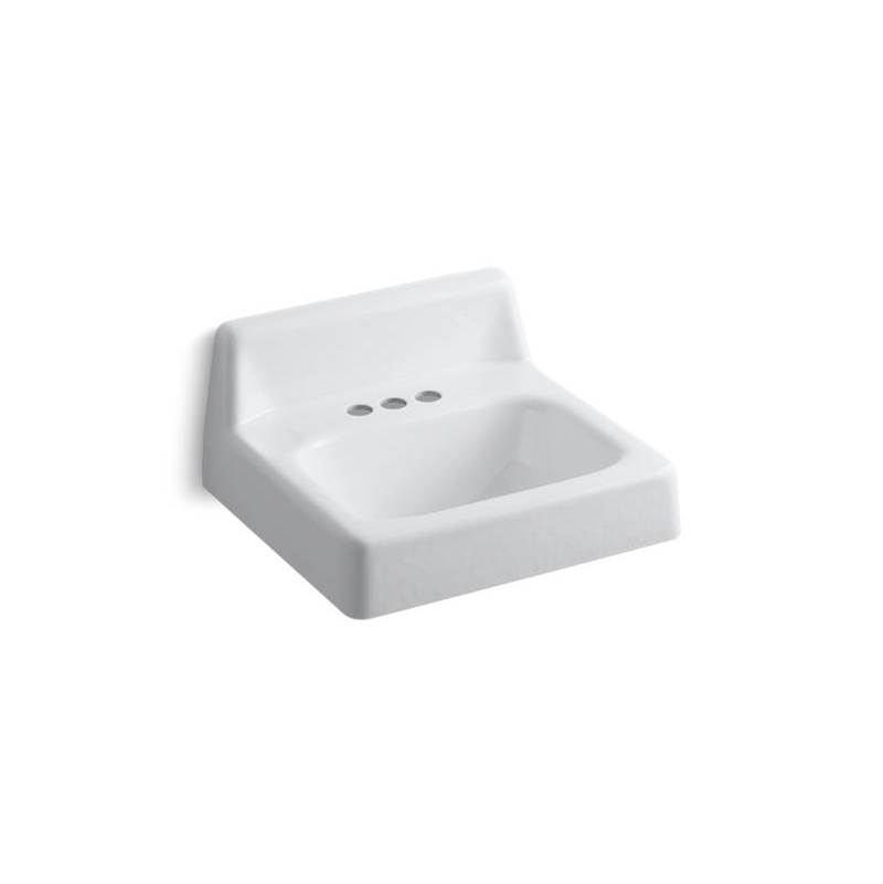 Kohler Hudson™ 20'' x 18'' wall-mount bathroom sink with 4'' centerset faucet holes and lugs for chair carrier