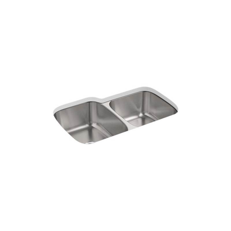 Kohler Ballad™ 31-1/2'' x 20-1/2'' x 9'' Undermount double-bowl large/medium kitchen sink
