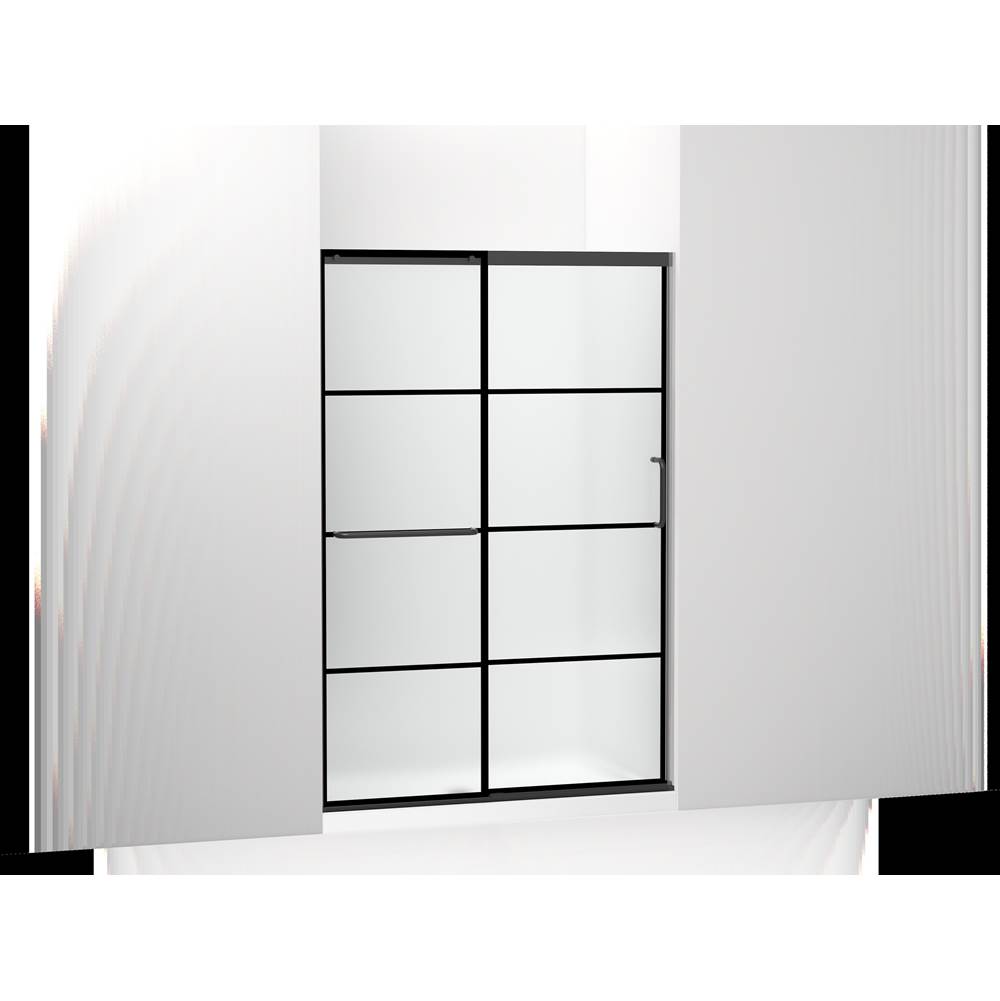 Kohler Elate™ Sliding shower door, 70-1/2'' H x 44-1/4 - 47-5/8'' W, with 1/4'' thick Frosted glass with rectangular grille pattern