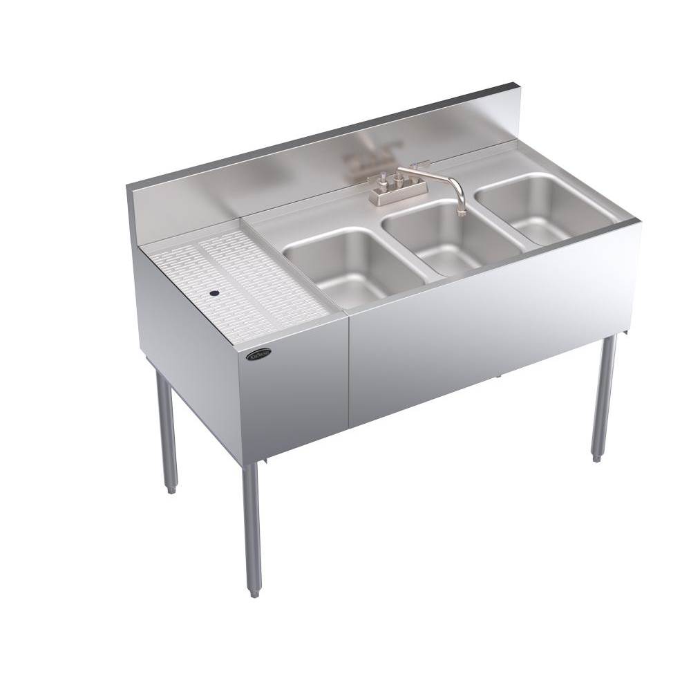 Krowne Krowne Royal 2400 Series 48'' Three Compartment Underbar Sink With Bowls On Right