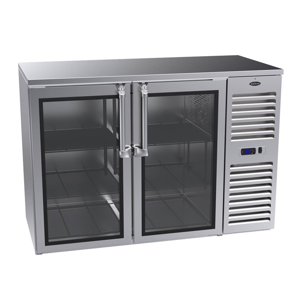 Krowne 52'' Self Contained Right Cab Narrow Door Backbar Cooler With Ss Glass Right And Left Door And Ss Top