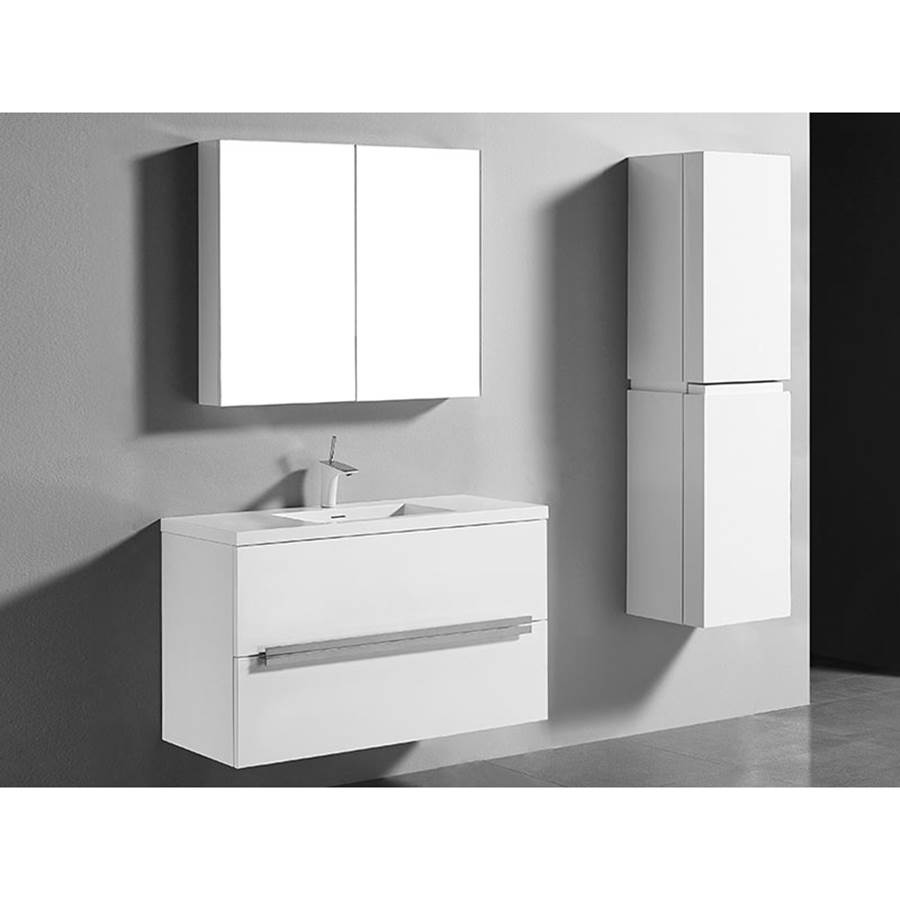 Madeli Urban 42''. White, Wall Hung Cabinet , Matte Black Handles (X2) , 41-5/8''X18''X24-3/8''