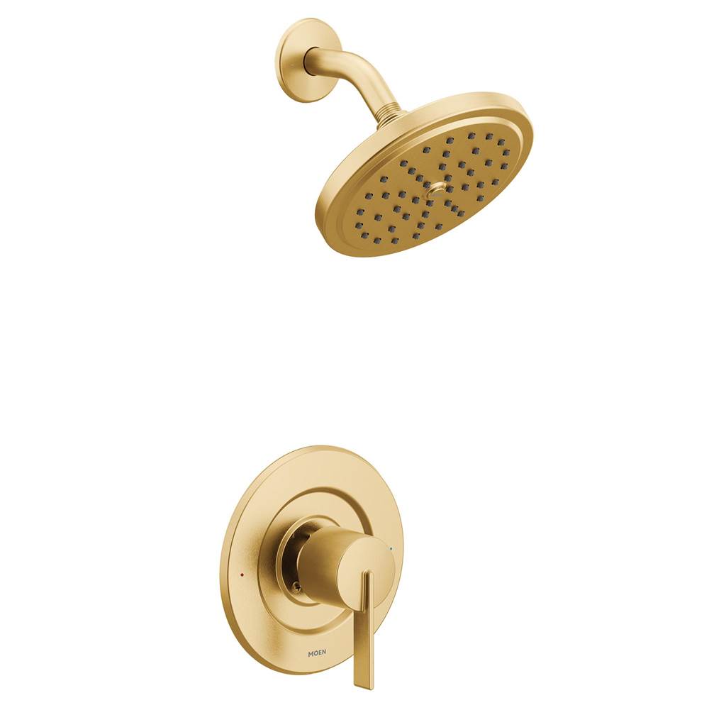 Moen Cia Posi-Temp Rain Shower 1-Handle with Eco-Performance Shower Only Faucet Trim Kit in Brushed Gold (Valve Sold Separately)