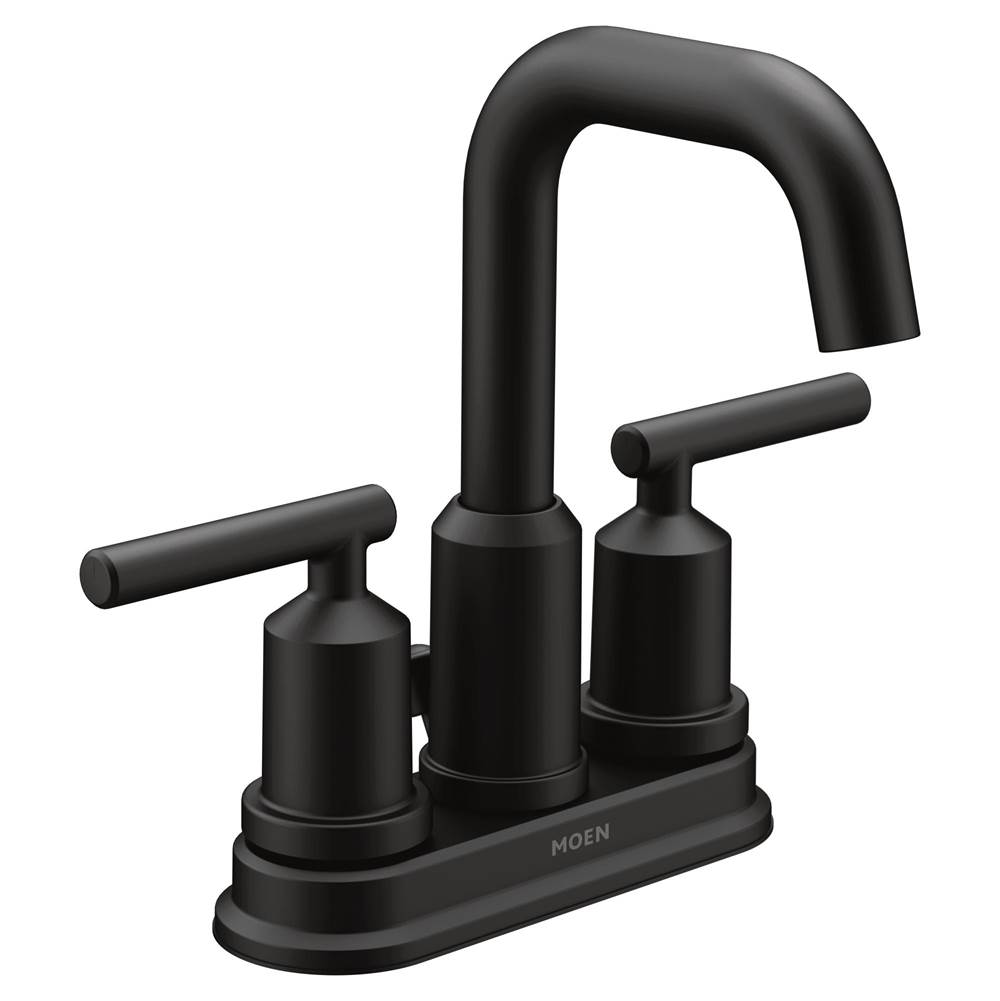 Moen Gibson Two-Handle Centerset High Arc Modern Bathroom Faucet with Drain Assembly, Matte Black