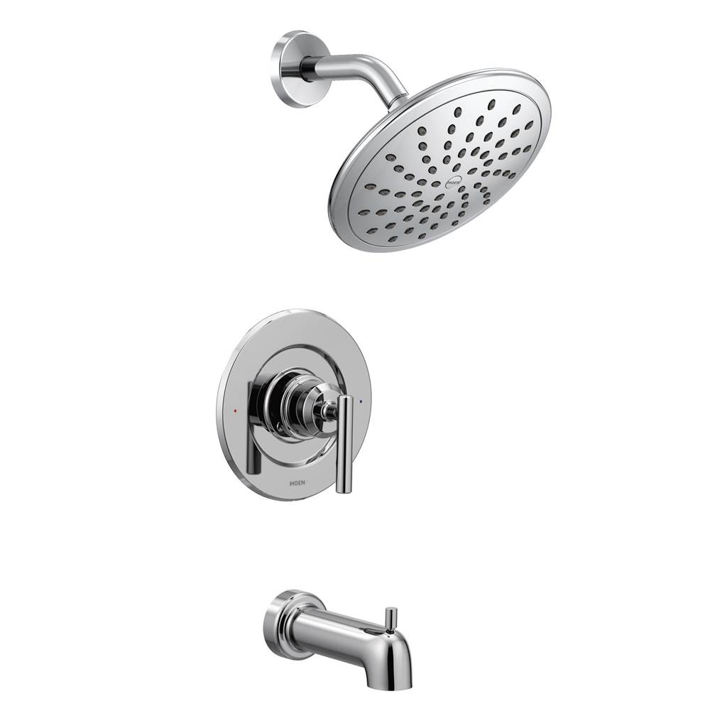 Moen Gibson Posi-Temp Pressure Balancing Modern Tub and Shower Trim with 8-Inch Rainshower, Valve Required, Chrome