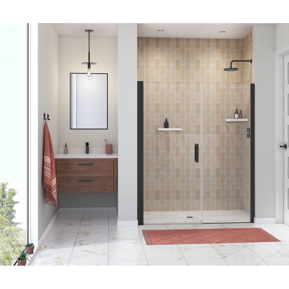 Maax Manhattan 53-55 x 68 in. 6 mm Pivot Shower Door for Alcove Installation with Clear glass & Square Handle in Matte Black