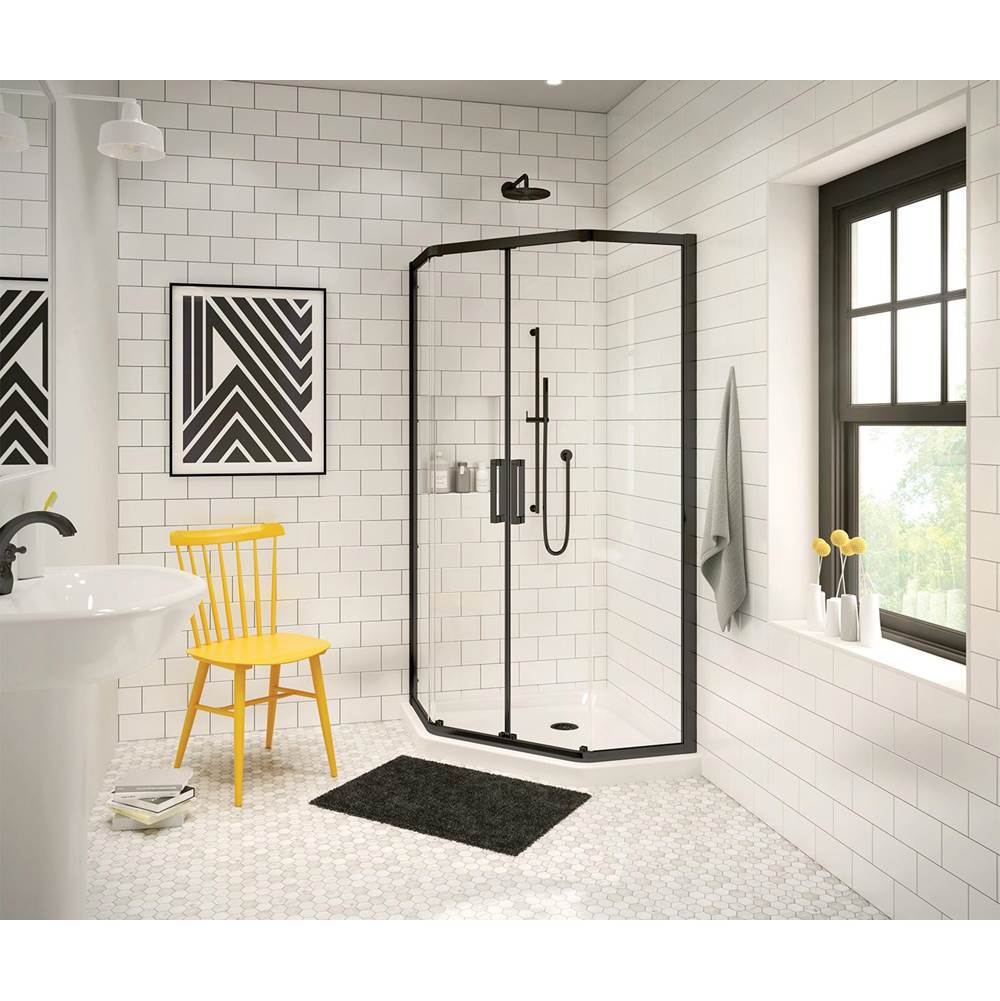Maax Radia Neo-angle 38 x 38 x 71 1/2 in. 6 mm Sliding Shower Door for Corner Installation with Clear glass in Matte Black