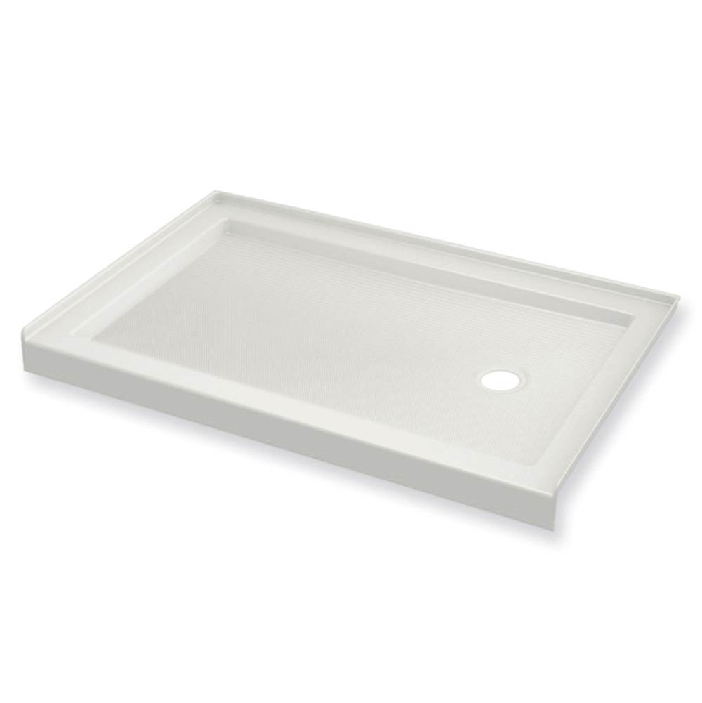 Maax B3Round 6036 Acrylic Alcove Shower Base in White with Anti-slip Bottom with Right-Hand Drain