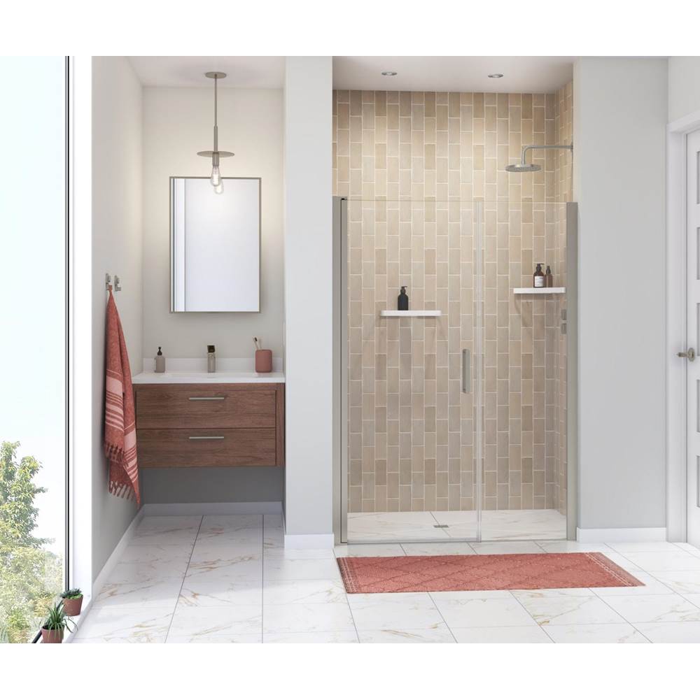 Maax Manhattan 47-49 x 68 in. 6 mm Pivot Shower Door for Alcove Installation with Clear glass & Round Handle in Brushed Nickel