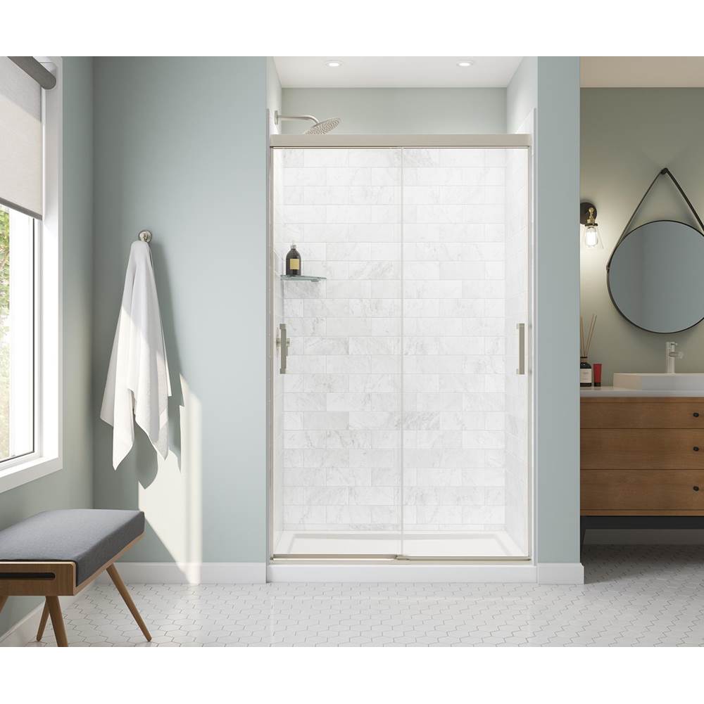 Maax Incognito 76 44-47 x 76 in. 8mm Sliding Shower Door for Alcove Installation with Clear glass in Brushed Nickel