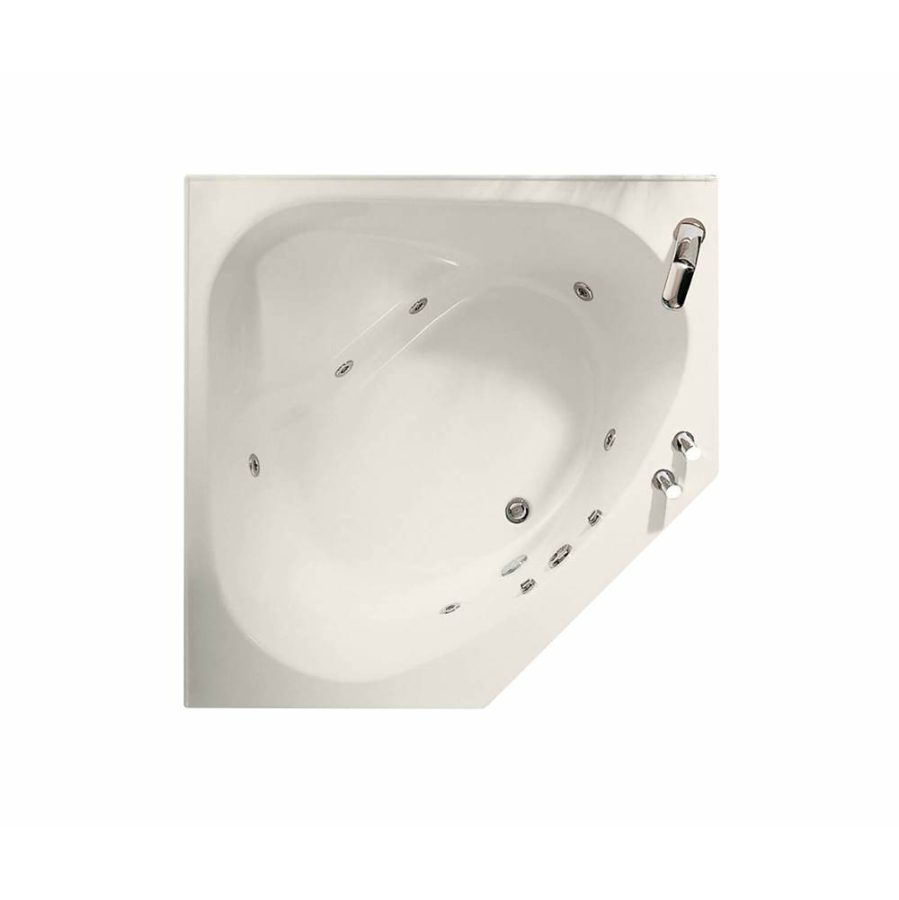Maax Tandem II 6060 Acrylic Corner Center Drain Aeroeffect Bathtub in Biscuit